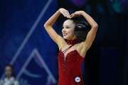 Mariia Borisova after an exercise with ball