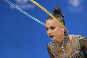 Anastasia Vlasenko during an exercise with a hoop