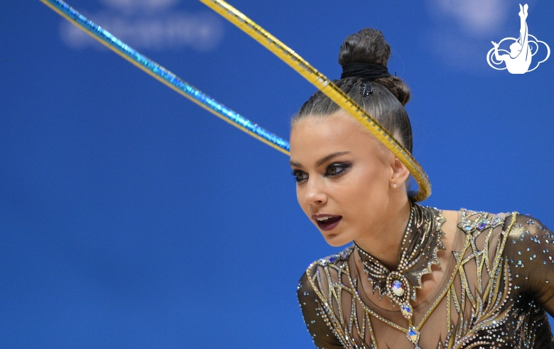 Anastasia Vlasenko during an exercise with a hoop