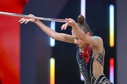 Sevinch Muminova during the hoop exercise