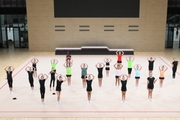 Gymnasts during practice at the training camp in the Academy