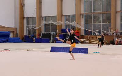 Olympic champion Alina Kabaeva and Academy coaches help Arina Kovshova perfect her hoop fouetté technique