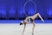 Alina Harnasko during an exercise with a hoop