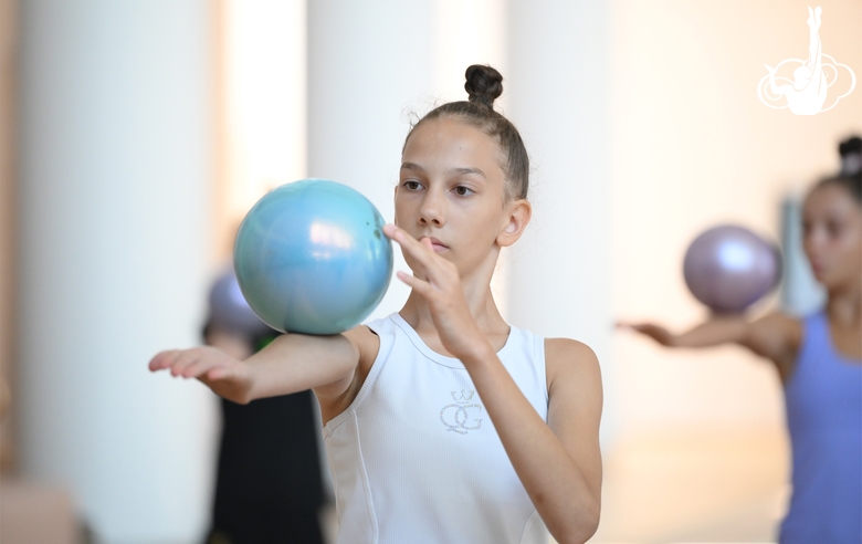 A gymnast during practice at the training camp in the Academy