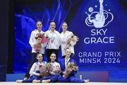 Gymnasts after the awards ceremony