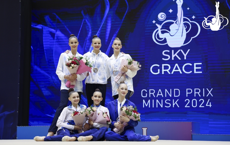 Gymnasts after the awards ceremony