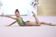 Gymnast during an exercise with a jump rope