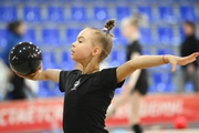 Elvira Belyaeva during an exercise with a ball at floor testing