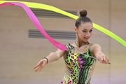 Gymnast during an exercise with a ribbon