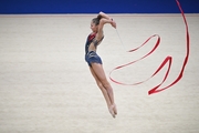 A gymnast during the ribbon exercise