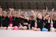 Young gymnasts during rehearsal of the competition opening