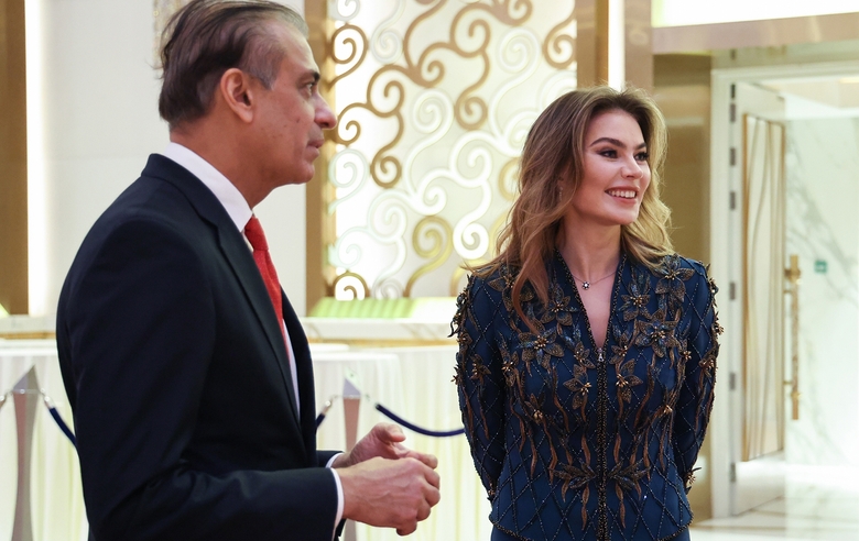October 29, 2026. Olympic champion Alina Kabaeva during a tour of the Nita Mukesh Ambani Cultural Centre