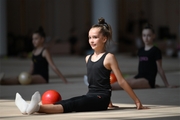 Gymnasts during practice at the training camp in the Academy