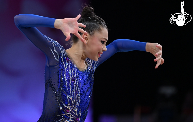 Ulyana Janus during an exercise with a hoop