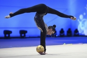 Alina Harnasko during an exercise with a ball