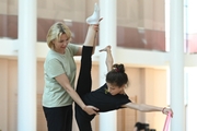 Coach Irina Gusarova and Karolina Tarasova during the exercise