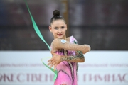 Yana Sakovich during exercise with ribbon