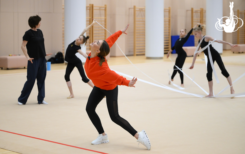 February 4, 2026. Olympic champion Alina Kabaeva during Academy group gymnasts training
