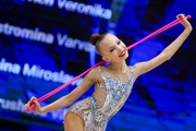 Gymnast during an exercise with a jump rope