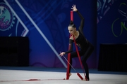Mariia Borisova during an exercise with ribbon