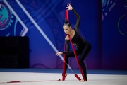 Mariia Borisova during an exercise with ribbon