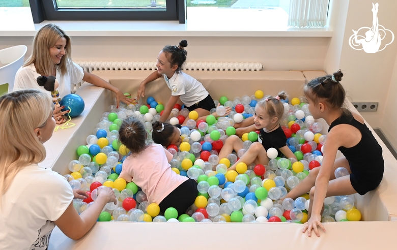 Young gymnasts in the Academy's classroom