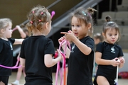 Young gymnasts during training