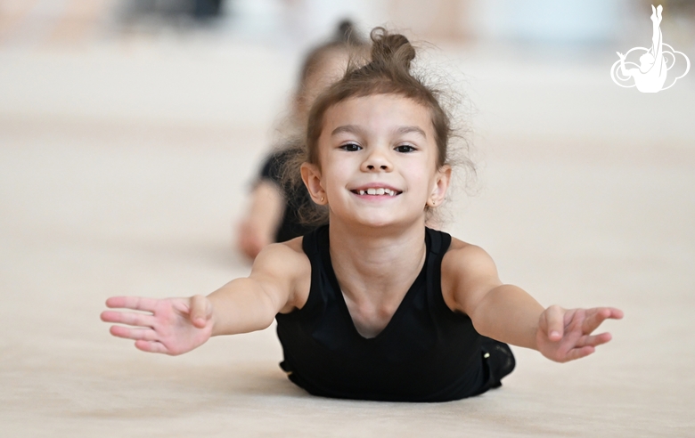 A gymnast during the workout