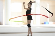 Ksenia Savinova during an exercise with a ribbon