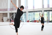 Choreographer Irina Zenovka and Ksenia Savinova during the workout