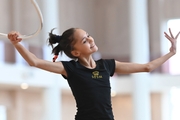 Valeria Medvedeva during exercise with a hoop