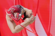 Yana Zaikina during the hoop exercise