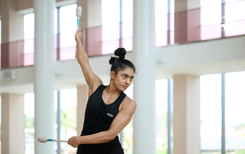 Gymnast Kimaya Karle during training