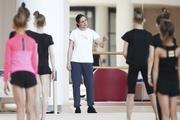 Choreographer Natalya Likhobabina works out with young gymnasts