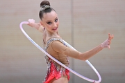 Gymnast during an exercise with a hoop