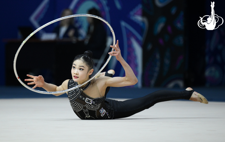 Eunchae Seo during an exercise with hoop