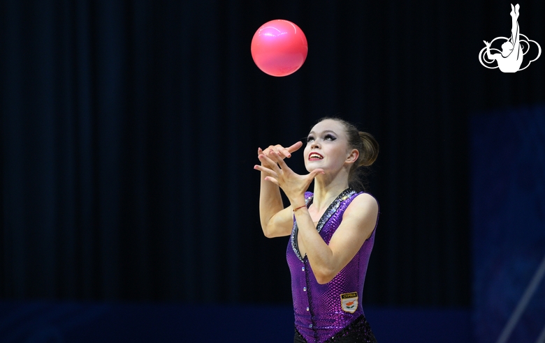 Vera Tugolukova during an exercise with ball
