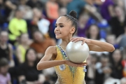 Valeria Medvedeva during an exercise with a ball