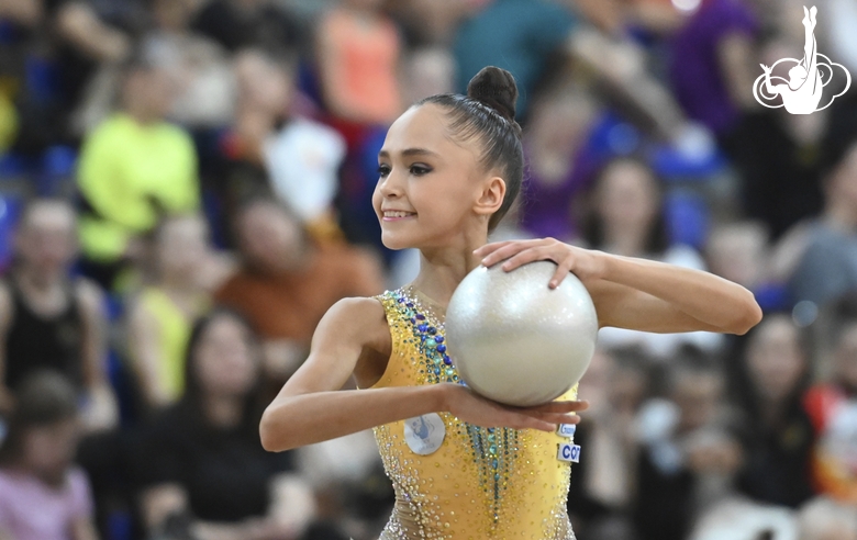 Valeria Medvedeva during an exercise with a ball