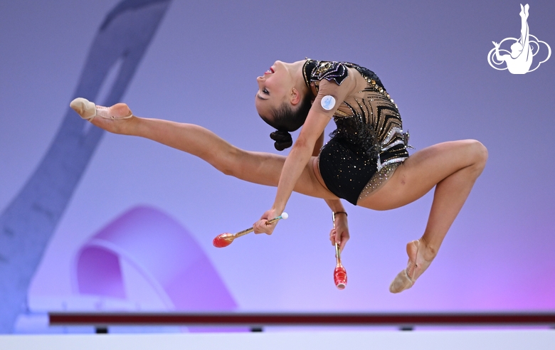 Mariia Borisova during a clubs exercise