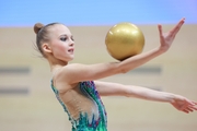 Gymnast  during an exercise with a ball