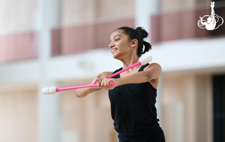Gymnast Aryaa Nitesh Kadam during training