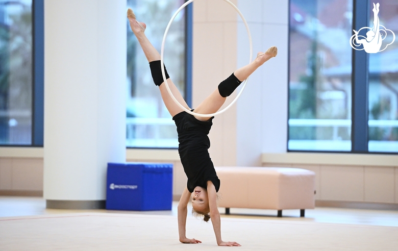 Kristina Voitenko during an exercise with a hoop