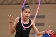 Karolina Tarasova during an exercise with a hoop during floor testing