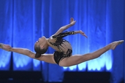 Ksenia Savinova performs a split jump