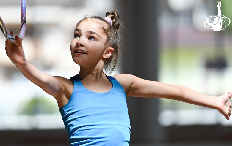 Ksenia Savinova during exercise with a hoop