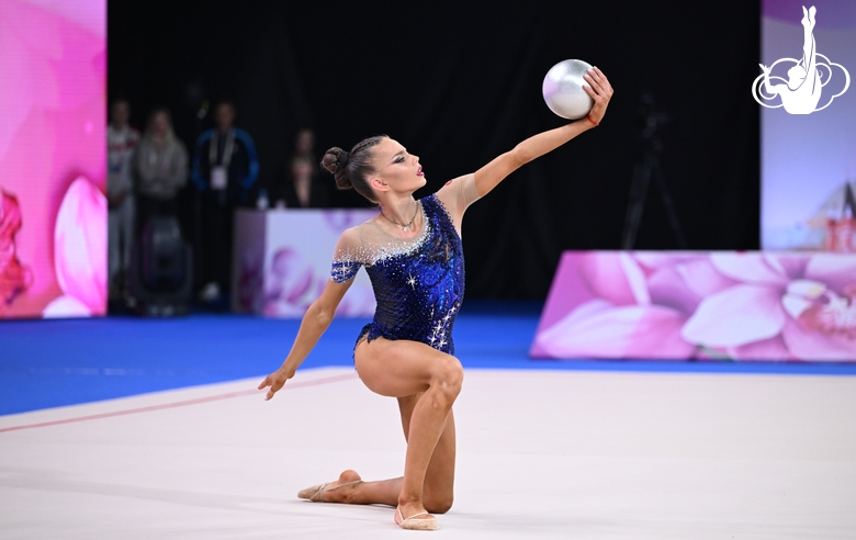 Anastasia Vlasenko during an exercise with a ball