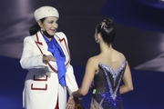 Lala Kramarenko (Russia) after her performance with a ball and Irina Viner