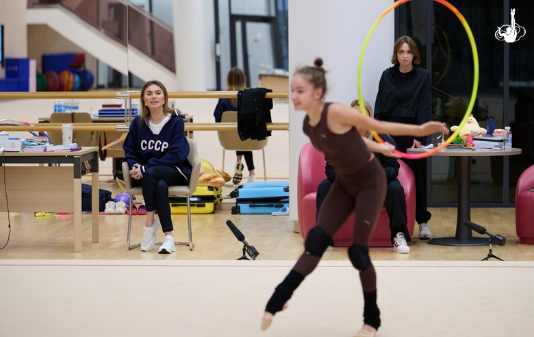 October 2, 2026. Olympic champion Alina Kabaeva, the Academy coaches and Ksenia Savinova during a training session