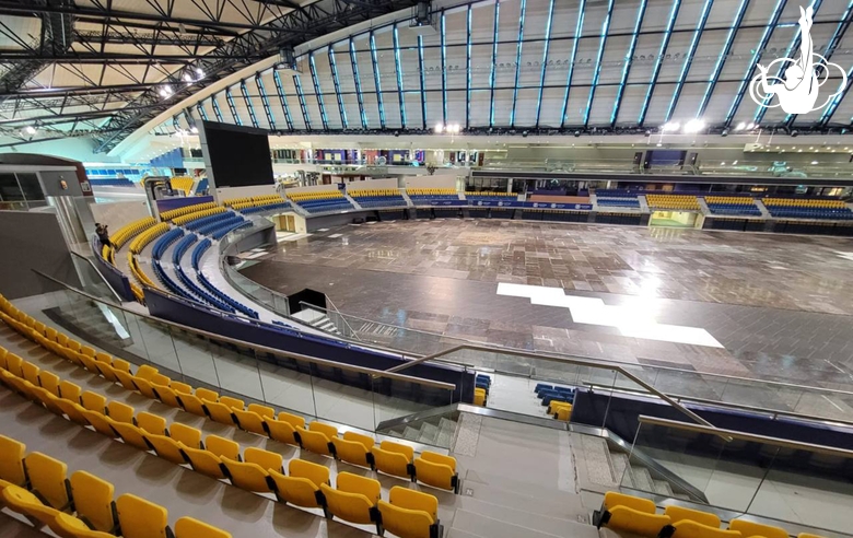 Aspire Dome Arena before the installation of the Sky Grace Cup tournament set in Doha